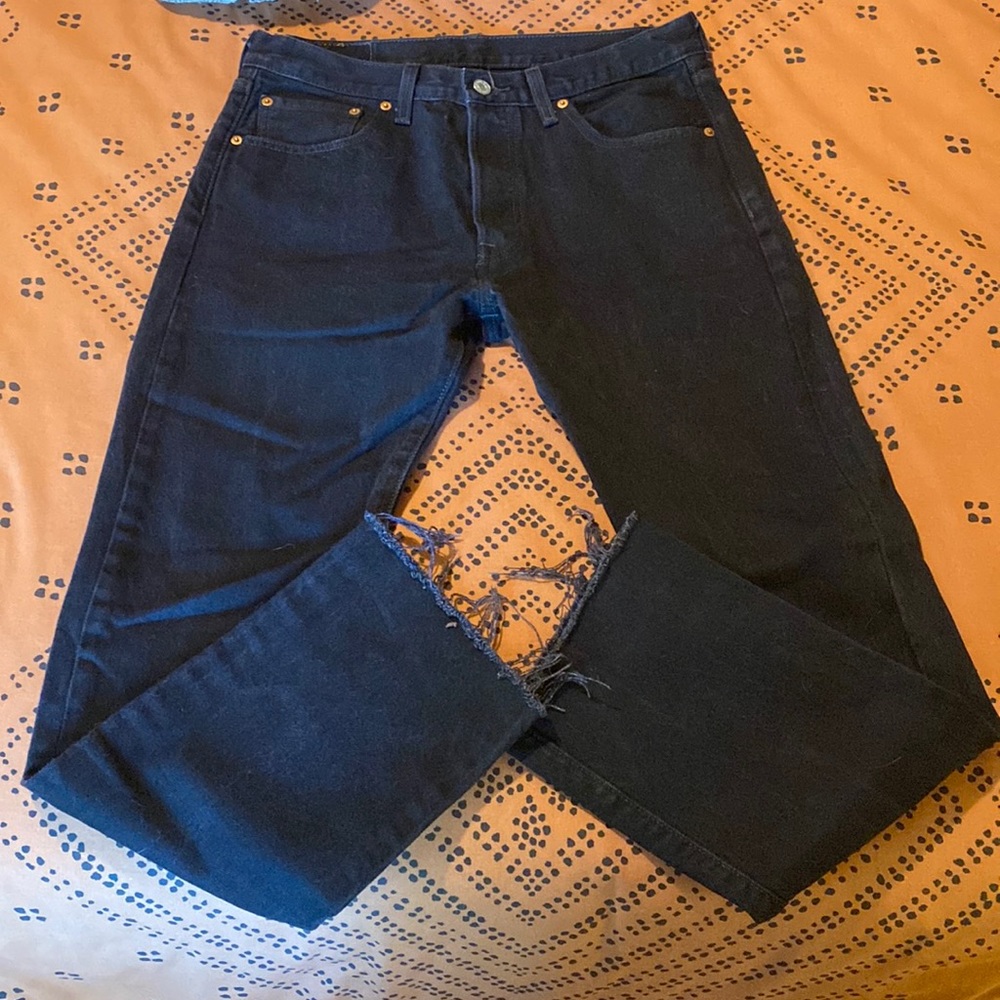 Levi’s 501 Black Jeans with frayed cuffs